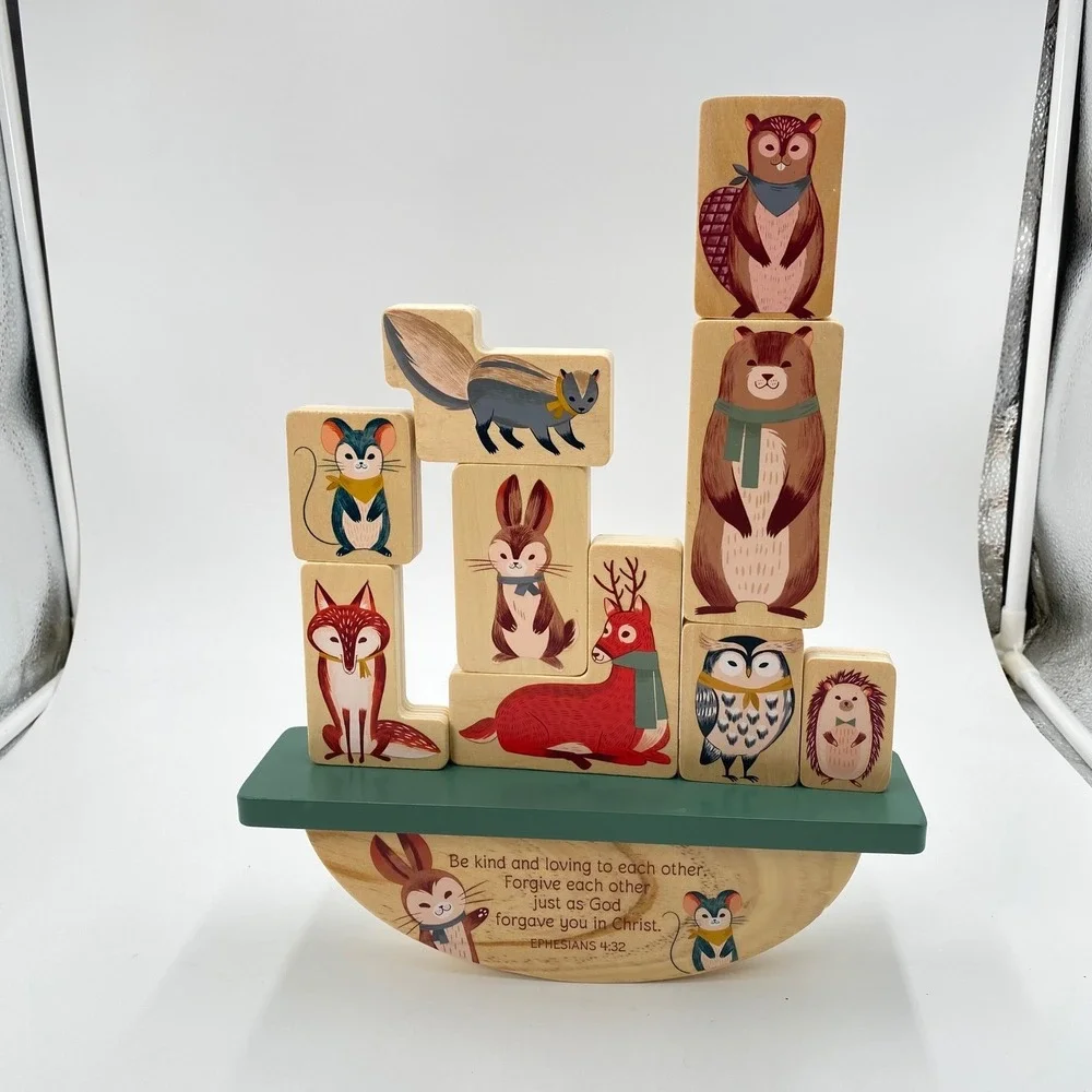 Mary‎ & Martha Kids Woodland Friends Stacker Wooden Balancing Toy Ephesians 4:32